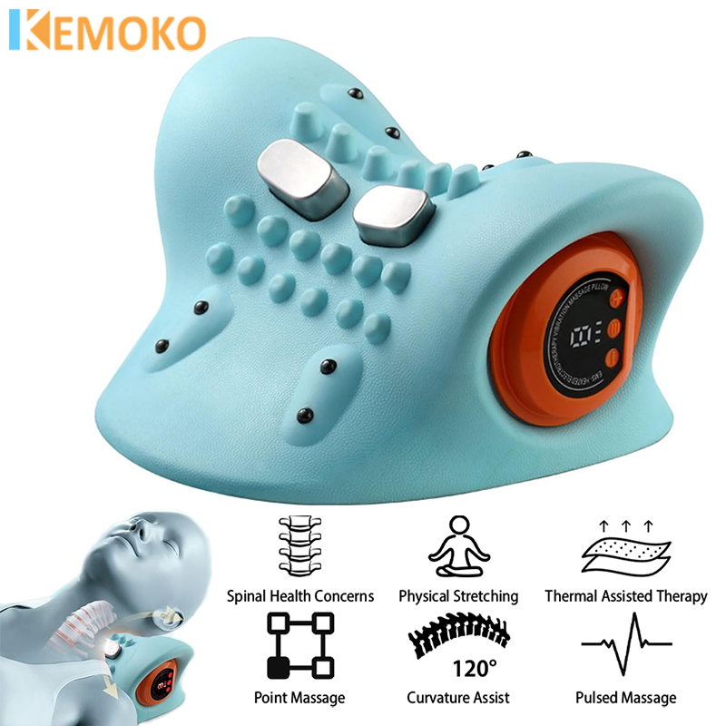 Neck Traction Pillow - Elektrisches Zervikalmassagegerät, Nackendehner, Pulstraktion, Heizung, Schmerzlinderung,